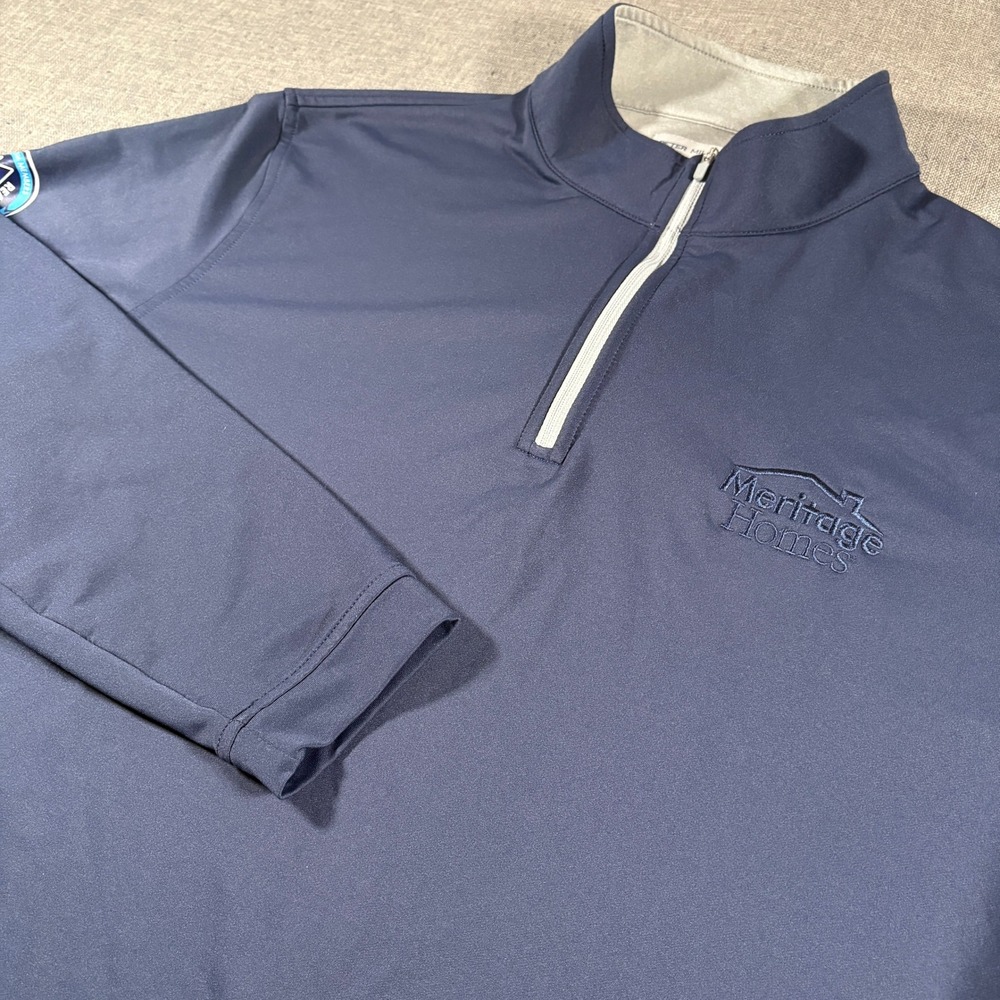 Peter Millar Perth 1/2 Zip Pullover Mens XL Navy Blue Performance Logo Stretch